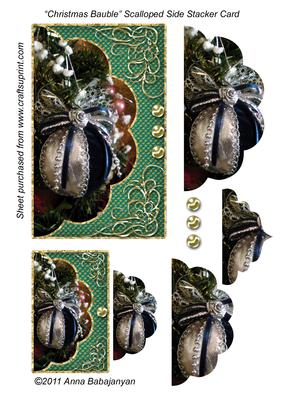 Christmas Bauble Scalloped Side Stacker Card