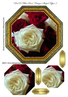 Red & White Roses Octagon Shaped Topper 2