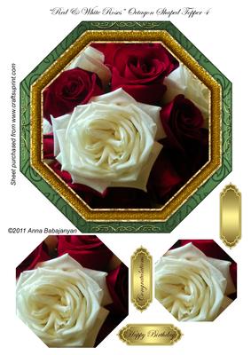 Red & White Roses Octagon Shaped Topper 4