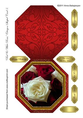 Red & White Roses Octagon Shaped Card 5