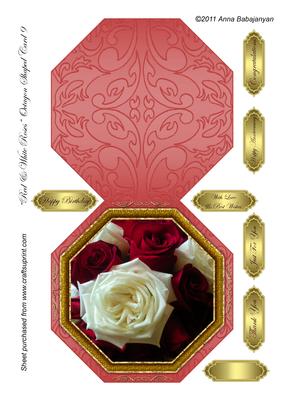 Red & White Roses Octagon Shaped Card 9