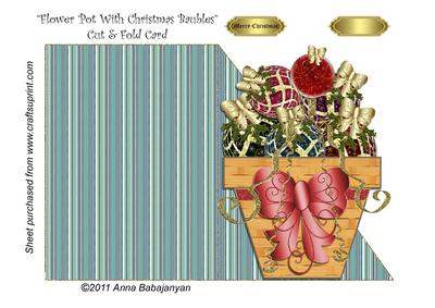 Flower Pot with Christmas Baubles Cut & Fold Card