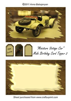 Miniature Vintage Car Male Birthday Card Topper 2
