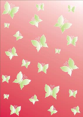 Moon-green-white Butterflies on Neon-red