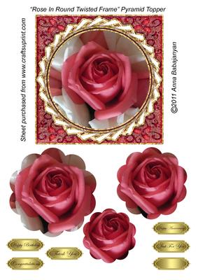 Rose in Round Twsited Frame Pyramid Topper