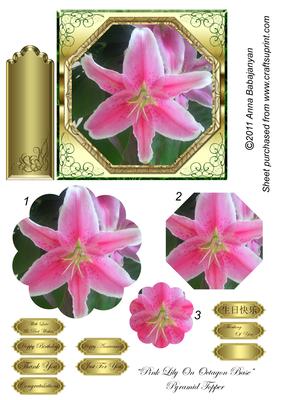Pink Lily on Octagon Base Pyramid Topper