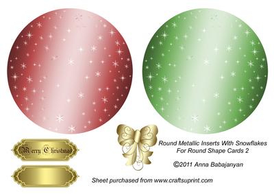 Round Metallic Inserts with Snowflakes for Round Shape Cards