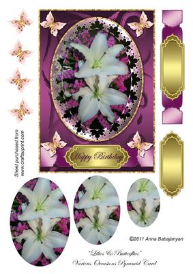 Lilies & Butterflies Various Occasions Pyramid Card