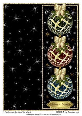 3 Christmas Baubles Dl Card 1