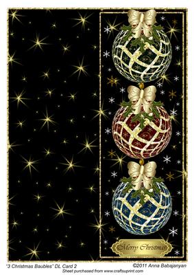 3 Christmas Baubles Dl Card 2
