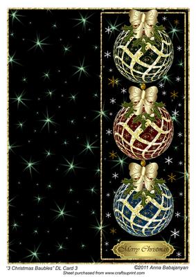 3 Christmas Baubles Dl Card 3
