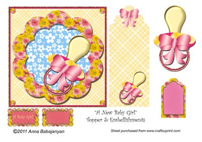 A New Baby Girl Topper & Embellishments