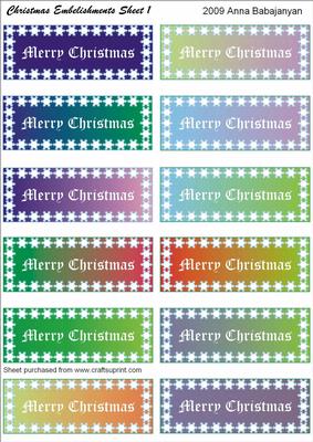 Christmas Embelishments Sheet 1