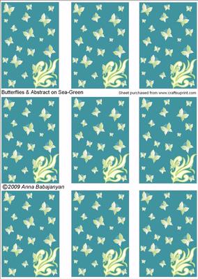 Butterflies and Abstract on Sea-green