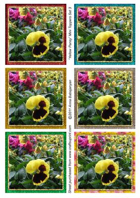 Yellow Pansy Mini Toppers Set 3