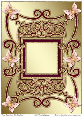 Fancy Blank Frame with Butterflies 1
