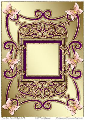 Fancy Blank Frame with Butterflies 2