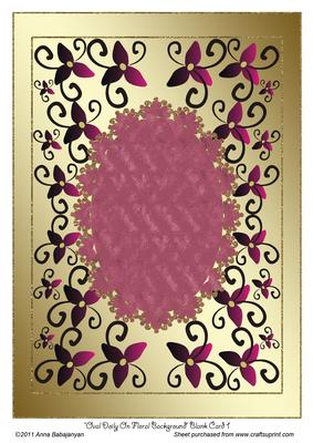 Oval Doily on Floral Background Blank Card 1