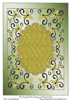 Oval Doily on Floral Background Blank Card 2