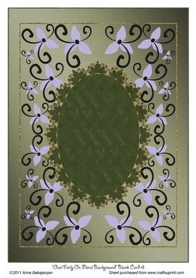 Oval Doily on Floral Background Blank Card 4