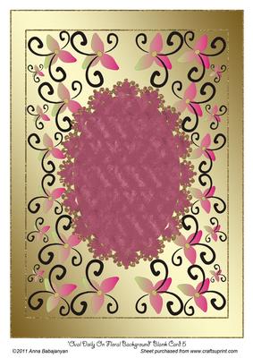 Oval Doily on Floral Background Blank Card 5