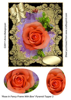 Rose in Fancy Frame with Bow Pyramid Topper 2