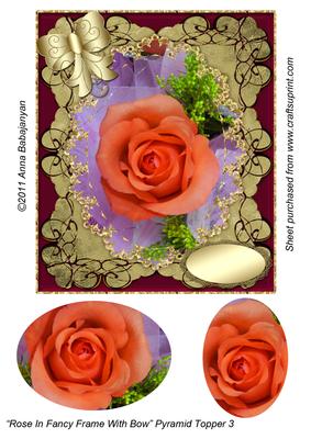 Rose in Fancy Frame with Bow Pyramid Topper 3