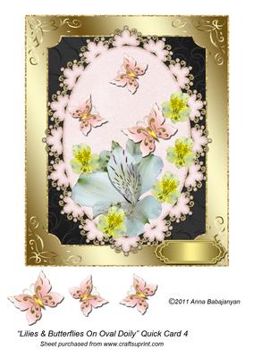 Lilies & Butterflies on Oval Doily Quick Card 4
