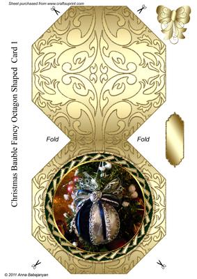 Christmas Bauble Fancy Octagon Shaped Card 1