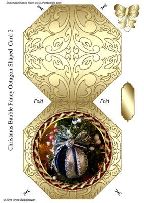 Christmas Bauble Fancy Octagon Shaped Card 2
