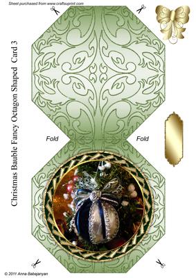 Christmas Bauble Fancy Octagon Shaped Card 3