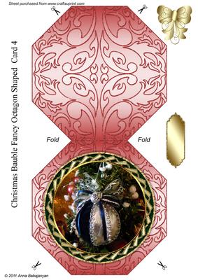 Christmas Bauble Fancy Octagon Shaped Card 4