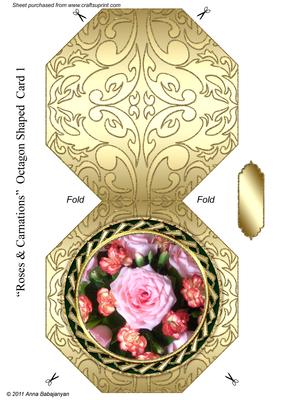 Roses & Carnations Octagon Shaped Card 1