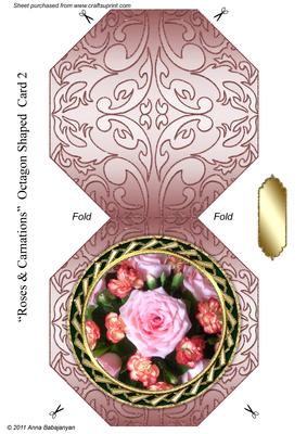 Roses & Carnations Octagon Shaped Card 2