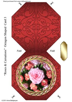 Roses & Carnations Octagon Shaped Card 3