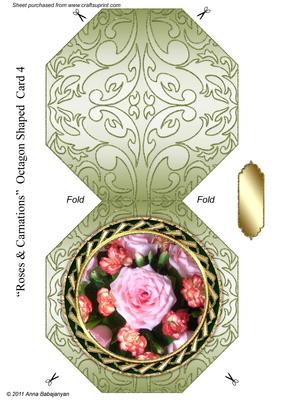 Roses & Carnations Octagon Shaped Card 4