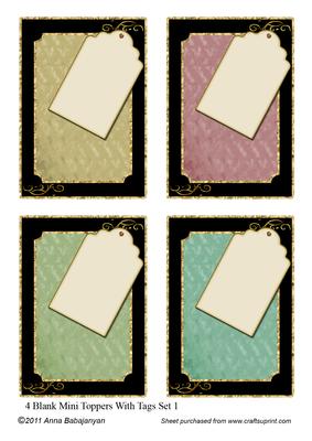 4 Blank Mini Toppers with Tags Set 1