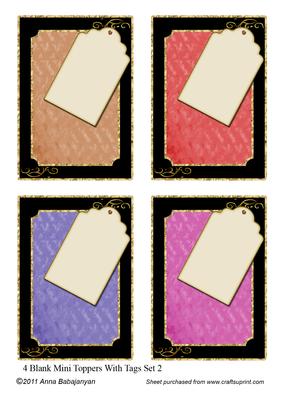 4 Blank Mini Toppers with Tags Set 2