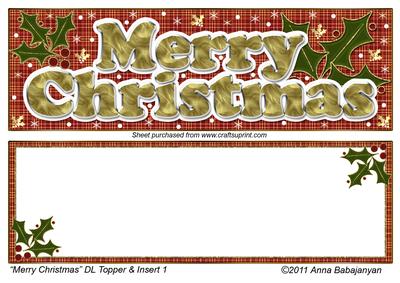 Merry Christmas Dl Topper & Insert 1