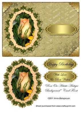 Rose on Artistic Antique Background Card Front