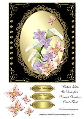 Callas, Lilies & Butterflies Various Occasions Card Front