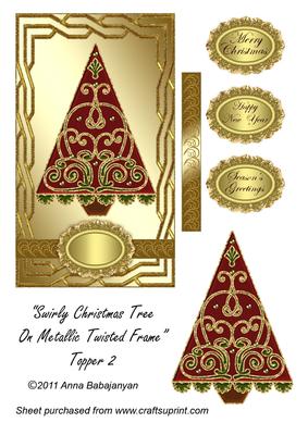 Swirly Christmas Tree on Metallic Twisted Frame Topper 2