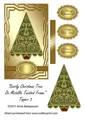 Swirly Christmas Tree on Metallic Twisted Frame Topper 3