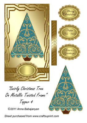 Swirly Christmas Tree on Metallic Twisted Frame Topper 4