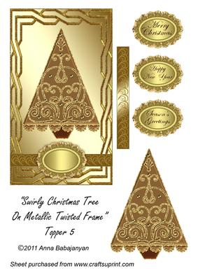 Swirly Christmas Tree on Metallic Twisted Frame Topper 5
