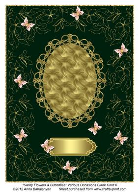 Swirly Flowers & Butterflies Various Occasions Blank Card