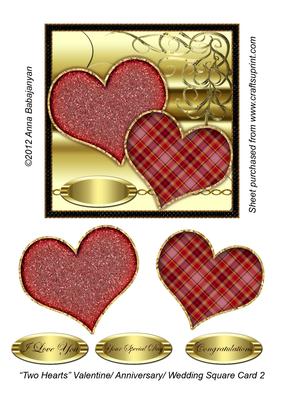 Two Hearts Valentine/ Anniversary/ Wedding Square Card 2