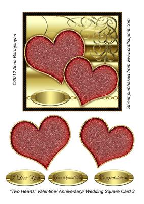 Two Hearts Valentine/ Anniversary/ Wedding Square Card 3