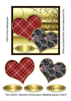 Two Hearts Valentine/ Anniversary/ Wedding Square Card 4