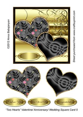Two Hearts Valentine/ Anniversary/ Wedding Square Card 5